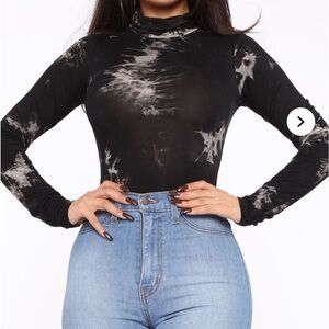 Black and White Fitted Long Sleeve Bodysuit